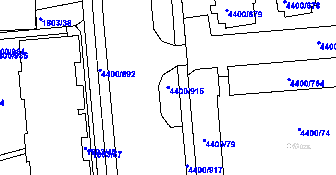Parcela st. 4400/915 v KÚ Modřany, Katastrální mapa
