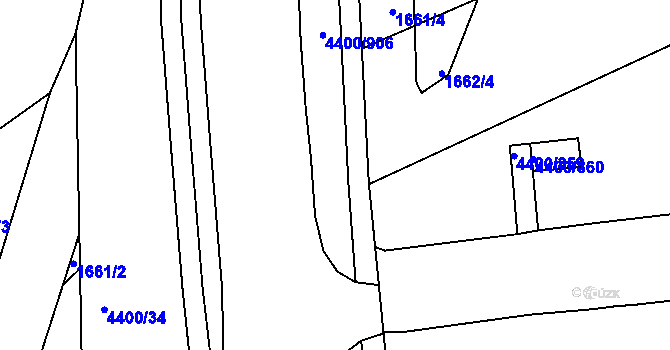 Parcela st. 4400/939 v KÚ Modřany, Katastrální mapa