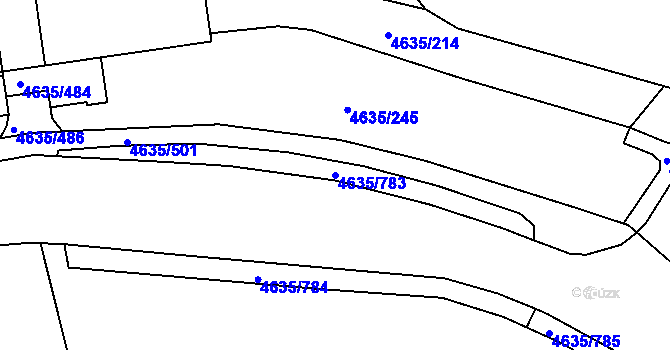 Parcela st. 4635/783 v KÚ Modřany, Katastrální mapa