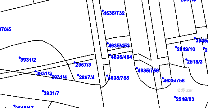 Parcela st. 4635/744 v KÚ Modřany, Katastrální mapa
