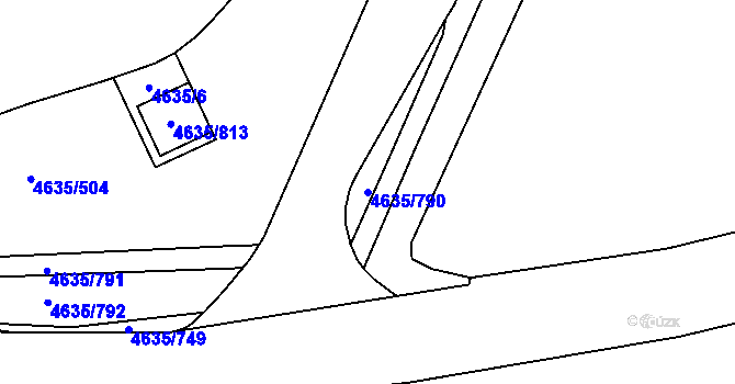 Parcela st. 4635/790 v KÚ Modřany, Katastrální mapa