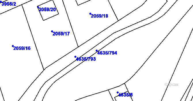 Parcela st. 4635/794 v KÚ Modřany, Katastrální mapa