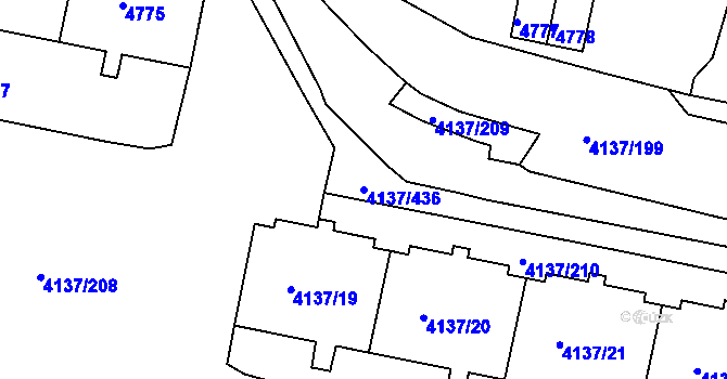 Parcela st. 4137/436 v KÚ Modřany, Katastrální mapa