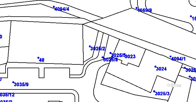 Parcela st. 3025/6 v KÚ Modřany, Katastrální mapa