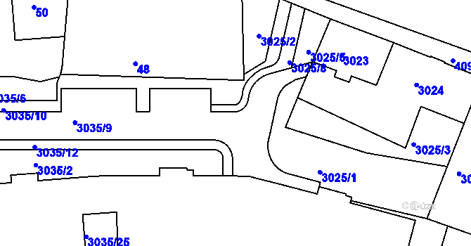 Parcela st. 3025/7 v KÚ Modřany, Katastrální mapa