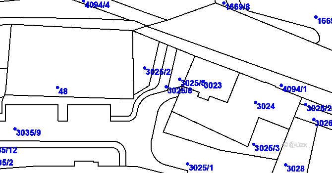 Parcela st. 3025/8 v KÚ Modřany, Katastrální mapa