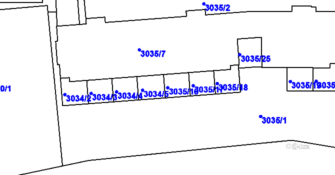 Parcela st. 3035/16 v KÚ Modřany, Katastrální mapa
