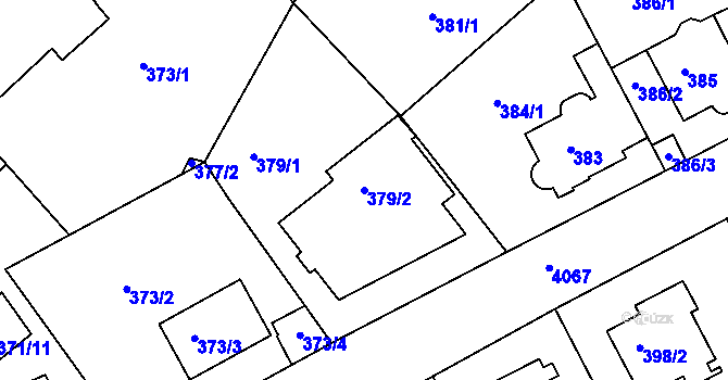 Parcela st. 379/2 v KÚ Modřany, Katastrální mapa