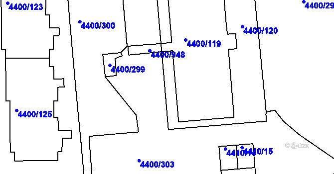 Parcela st. 4400/949 v KÚ Modřany, Katastrální mapa