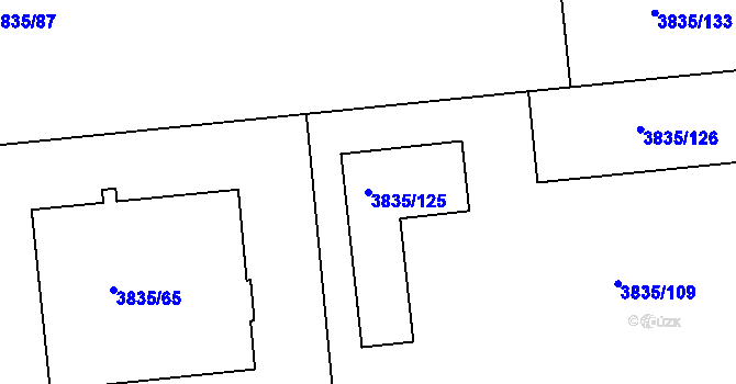 Parcela st. 3835/125 v KÚ Modřany, Katastrální mapa