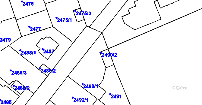 Parcela st. 2490/2 v KÚ Modřany, Katastrální mapa