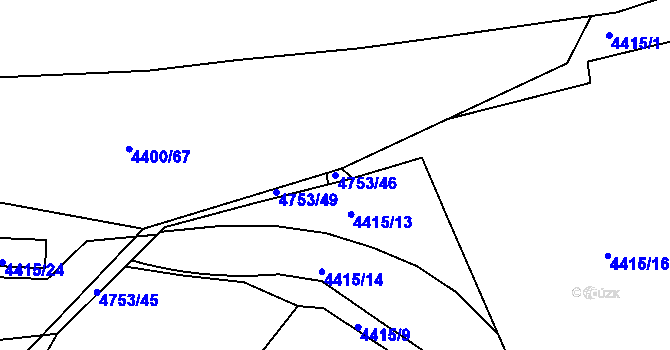 Parcela st. 4753/46 v KÚ Modřany, Katastrální mapa
