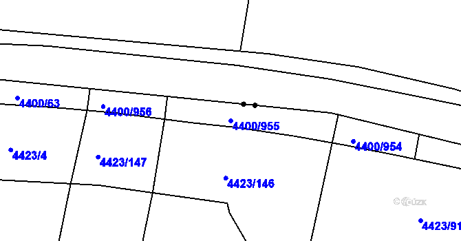 Parcela st. 4400/955 v KÚ Modřany, Katastrální mapa