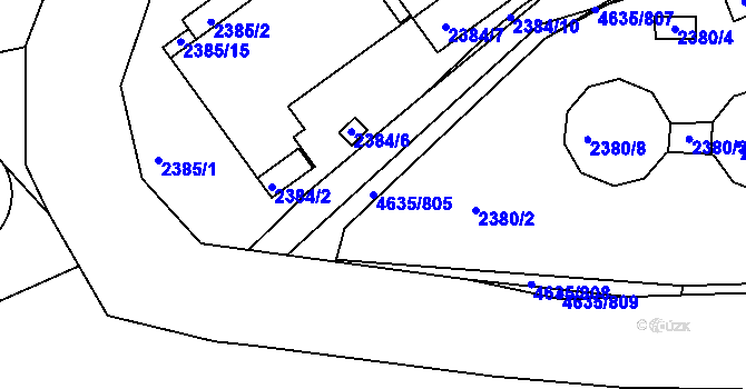 Parcela st. 4635/805 v KÚ Modřany, Katastrální mapa