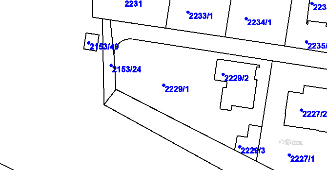 Parcela st. 2229/1 v KÚ Modřany, Katastrální mapa