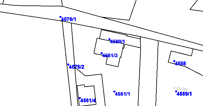Parcela st. 4561/3 v KÚ Modřany, Katastrální mapa