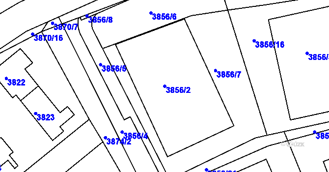 Parcela st. 3856/2 v KÚ Modřany, Katastrální mapa