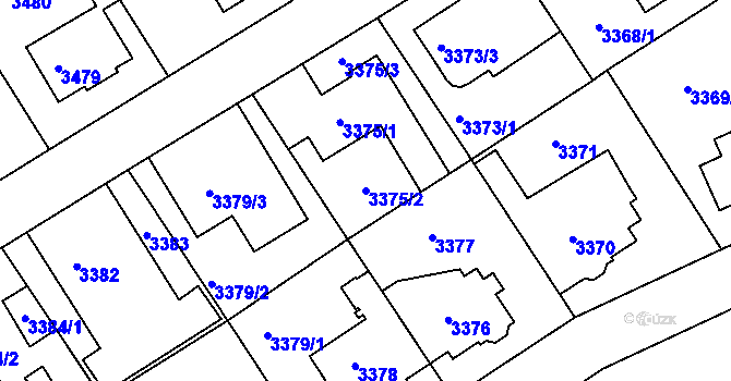 Parcela st. 3375/2 v KÚ Modřany, Katastrální mapa