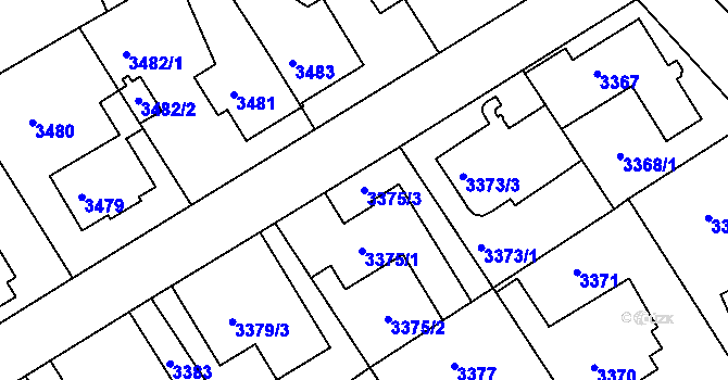 Parcela st. 3375/3 v KÚ Modřany, Katastrální mapa