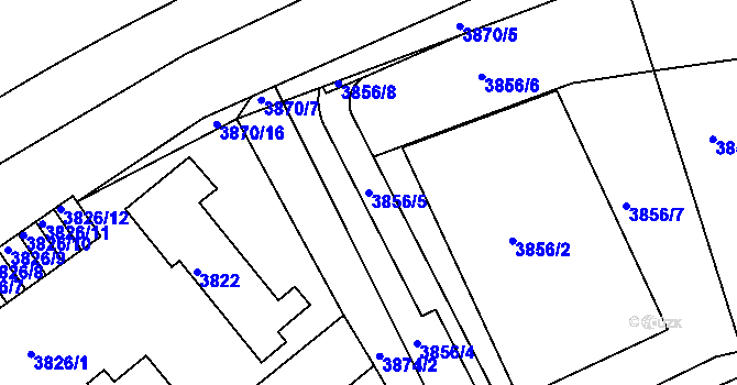 Parcela st. 3856/5 v KÚ Modřany, Katastrální mapa