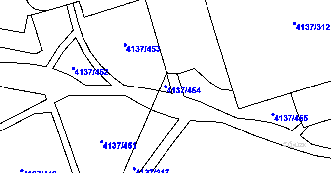 Parcela st. 4137/454 v KÚ Modřany, Katastrální mapa