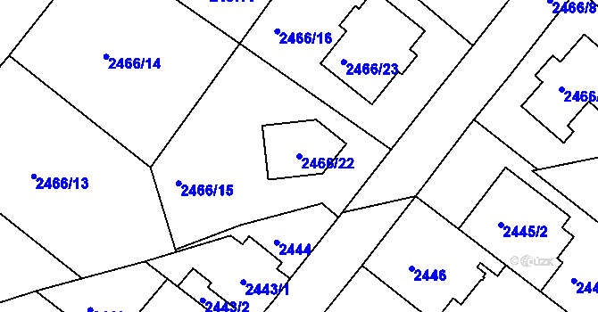 Parcela st. 2466/22 v KÚ Modřany, Katastrální mapa