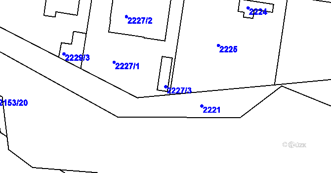 Parcela st. 2227/3 v KÚ Modřany, Katastrální mapa