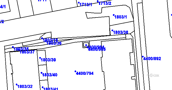Parcela st. 4400/984 v KÚ Modřany, Katastrální mapa