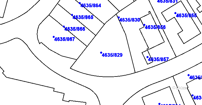 Parcela st. 4635/829 v KÚ Modřany, Katastrální mapa