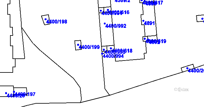 Parcela st. 4400/994 v KÚ Modřany, Katastrální mapa