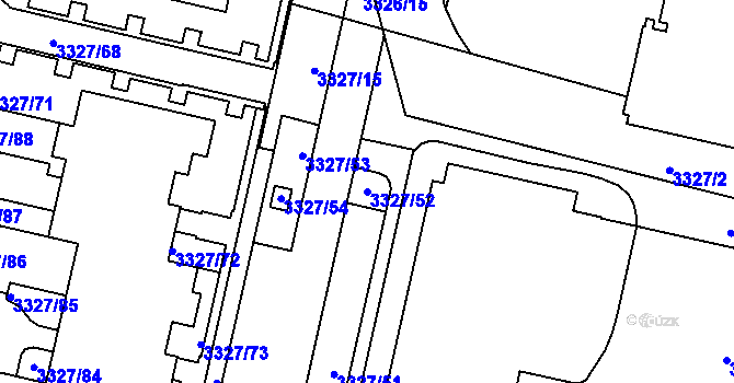 Parcela st. 3327/52 v KÚ Modřany, Katastrální mapa