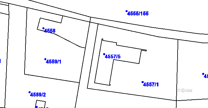 Parcela st. 4557/5 v KÚ Modřany, Katastrální mapa