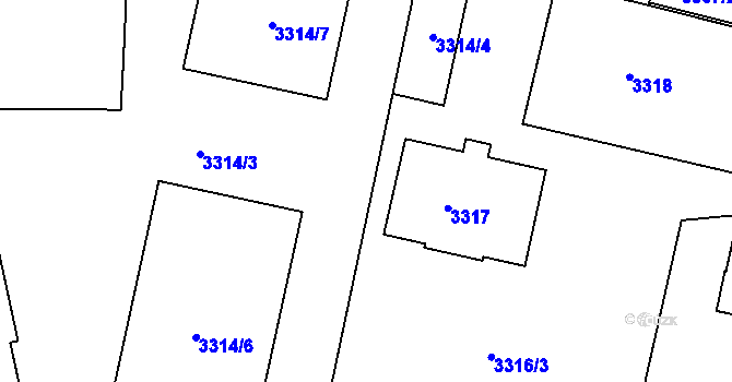 Parcela st. 3316/4 v KÚ Modřany, Katastrální mapa