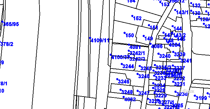 Parcela st. 4100/34 v KÚ Modřany, Katastrální mapa