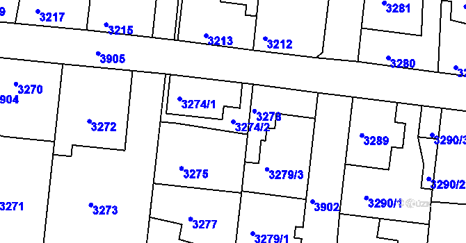 Parcela st. 3274/2 v KÚ Modřany, Katastrální mapa