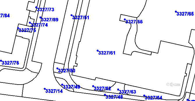 Parcela st. 3327/61 v KÚ Modřany, Katastrální mapa