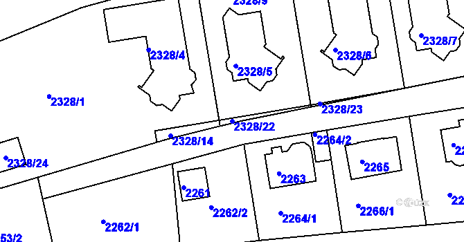 Parcela st. 2328/22 v KÚ Modřany, Katastrální mapa