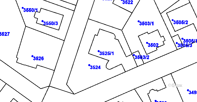 Parcela st. 3525/1 v KÚ Modřany, Katastrální mapa