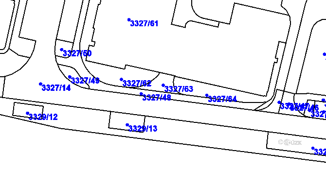 Parcela st. 3327/63 v KÚ Modřany, Katastrální mapa