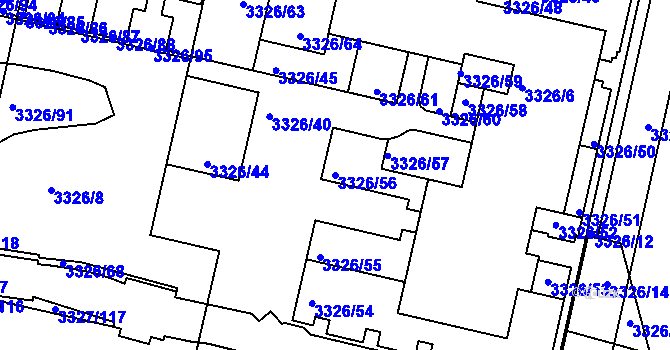 Parcela st. 3326/56 v KÚ Modřany, Katastrální mapa