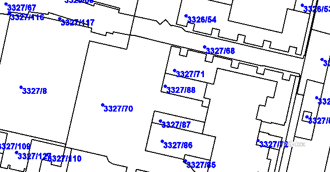 Parcela st. 3327/88 v KÚ Modřany, Katastrální mapa