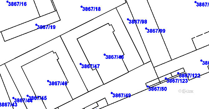 Parcela st. 3867/48 v KÚ Modřany, Katastrální mapa
