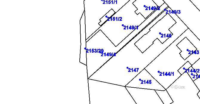 Parcela st. 2149/4 v KÚ Modřany, Katastrální mapa