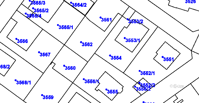 Parcela st. 3553/3 v KÚ Modřany, Katastrální mapa