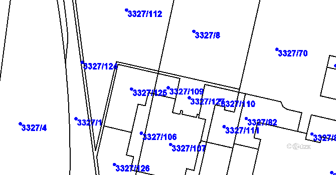 Parcela st. 3327/109 v KÚ Modřany, Katastrální mapa