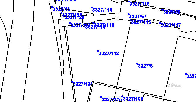 Parcela st. 3327/112 v KÚ Modřany, Katastrální mapa