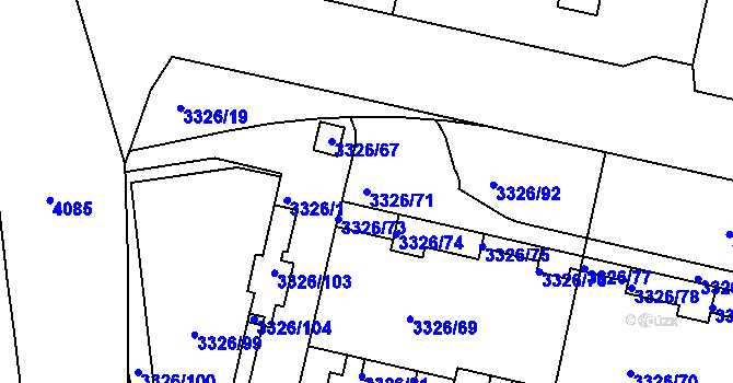 Parcela st. 3326/71 v KÚ Modřany, Katastrální mapa