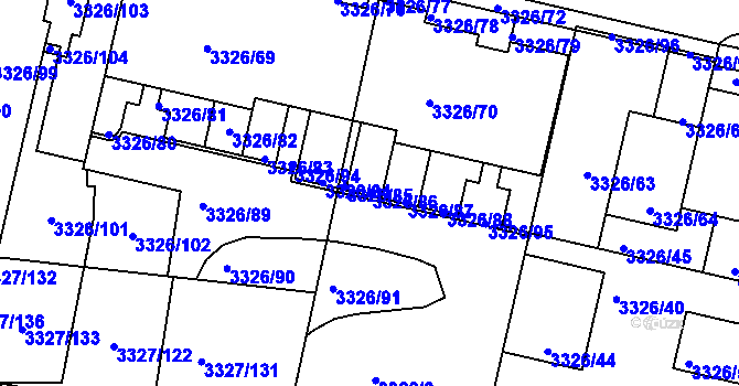 Parcela st. 3326/86 v KÚ Modřany, Katastrální mapa
