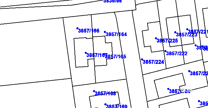 Parcela st. 3857/165 v KÚ Modřany, Katastrální mapa