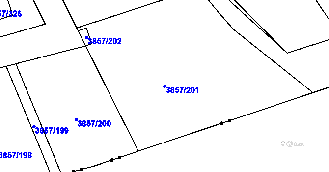 Parcela st. 3857/201 v KÚ Modřany, Katastrální mapa